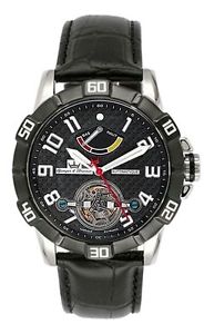 Yonger and Bresson Men's YBH 8317-01 C Automatic Black PVD Case Leather Watch