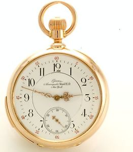 Antique 18-Size Non-Magnetic Geneva Minute Repeater 18K Rose Gold Pocket Watch