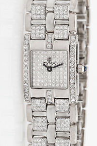 Designer $12,000 Cyma 3ct VS F Diamond 18k White Gold Panther Dress Watch 72g