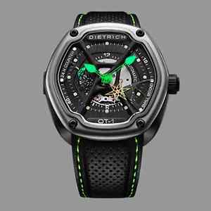 DIETRICH Organic Time OT-1 Steel Black PVD Green Leather Auto NEW Richard Mille