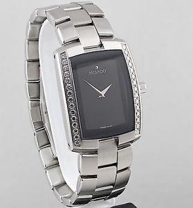 Movado Men's Eliro XL 30 Genuine Diamonds Black Dial Watch  Model 84 C6 1452