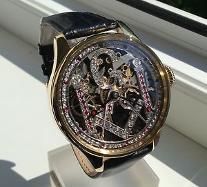 WOW! JUNGHANS RARE  BRILLIANTS MASONIC SKELETON HANDMADE.