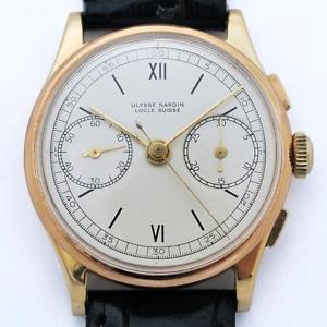 ORIGINAL ULYSSE NARDIN CHRONOGRAPH 18K SOLID YELL GOLD RARE VINTAGE GENTS WATCH