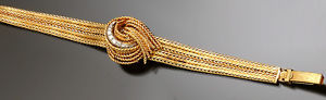 Ladies Diamond Trimmed 14K Gold Bracelet Lucien Piccard Wrist Watch