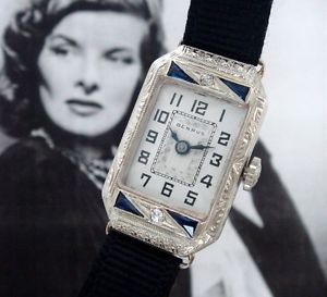 Ladies' STUNNING Deco era 14k White Gold, Diamond & Sapphire Watch - SERVICED