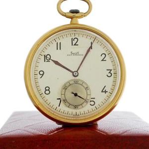 ORIGINAL 1910' SOLVIL PAUL DITISHEM 18K SOLID GOLD OPEN FACE SWISS POCKET WATCH