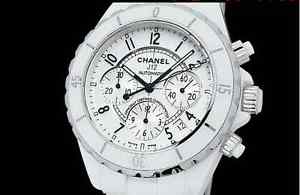 Auth CHANEL J12 Chronograph H1007 Ceramic/SS Auto Men's Watch(S D2040)
