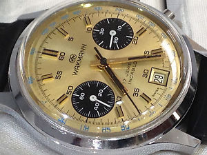 Vintage Wakmann Chronograph, Valjoux 7734, Watch Ready to Wear, Panda Dial, Rare