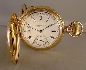 ANTIQUE E.HOWARD & CO 14k SOLID GOLD HUNTER CASE 18s GREAT POCKET WATCH YEAR1896
