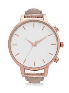 Rare Rose Gold Leather Peach Color Unisex Wrist Watch For Gift