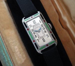 Ladies' Deco Era  Bulova 14k White Gold & Multicolor Enameled Watch - SERVICED