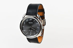 Hermes NIB $4350 Stainless Steel Black Leather 