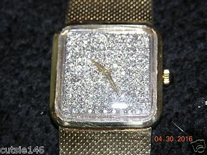 SOLID GOLD 14KT 59+g & DIAMONDS Thin QUARTZ Watch Vintage Analog New Battery NR