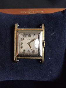 COLLECTORS, SUPER RARE 1900, FIRST ELGIN MEN WRISTWATCH, 14 K GOLD, ART DECO