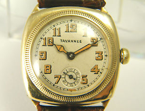 Vintage 9ct Gold Tavannes Early Waterproof Tropical Borgel Case Wristwatch