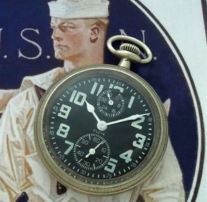 Historic 23j Up-Down Indicator Elgin Pocket Watch Made for U.S. Navy - SERVICED