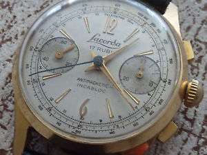 vintage chronographe Lacorda Venus 210 very rare watch montre ancienne 1955 gilt