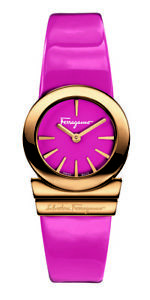 Ferragamo Women's FD8020014 GANCINO SOIREE Gold IP Steel Pink Leather Watch