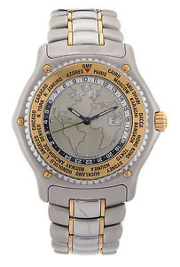 Ebel Voyager GMT World Time Automatic Gold Trim with Gold and Stainless Bracelet