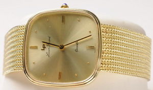 Vintage Lucien Piccard 14k Yellow Gold Mesh Band Wrist Watch