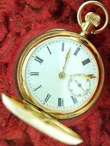 European 14Kt Gold Hunter Case Pocket Watch Full Jewel E Sandoz Locle