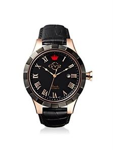 GV2 by Gevril Men's 9505 Scacchi Automatic Black Leather Date Watch