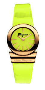 Ferragamo Women's FD8030014 GANCINO SOIREE Gold IP Steel Yellow Leather Watch