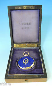 Solid 18K Gold and Enamel Diamond Set Hunter by Courvoisier c1870