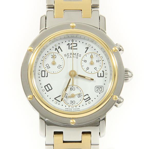 Used[B] Watch Hermes CL1.320 Clipper Chrono Combi Quartz White Arabic K4K