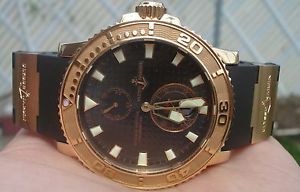 ULYSSE NARDIN MAXI MARINE 266-33 18K ROSE GOLD 43MM *HEAVY 215 GRAMS* EXLNT COND