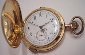 c 1896 14k GOLD REPEATER WORKING CHRONOGRAPH POCKET WATCH GENEVE HEURES QUARTS