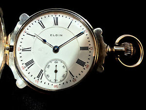 Elgin 18s 21Jewel*Rare* Silver Box Hinged Hunter Pocket watch Extra Fine