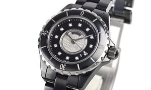 Used Watch Women Chanel J12 33 H2122 quartz black ceramic Q6O