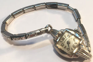 VTG BENRUS 14K WG LADIES WRIST17 JEWELS WATCH