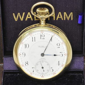 Waltham 16 Sz Open Face Model 1888 14K Gold Riverside Maximus Pocket Watch