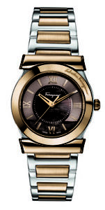 Ferragamo Men's FI0020014 VEGA Gold IP Steel Brown Dial Two-Tone Steel Watch