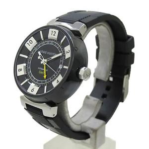 Authentic Louis Vuitton Tambour in black GMT Q113K Watch