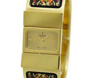Pre-Owned Hermes Roque GP Steel Gold Dial Women's Quartz Wristwatch L01.201, MR