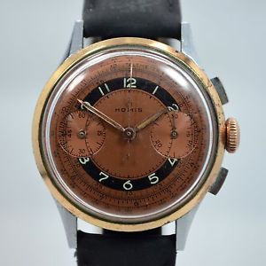 Vintage Homis Chronograph Two Tone Steel Chromium Watch 1940's