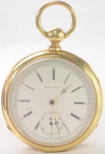 Antique 1800s Auguste Saltzman 18k Fine Gold Pocket Watch Matching Serials