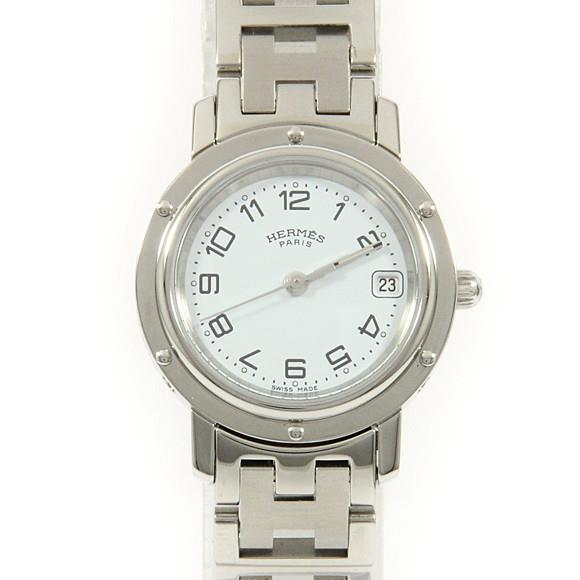 Used[B] Watch Hermes CL4.210 Clipper Quartz White Arabic With genuine BOX P8I