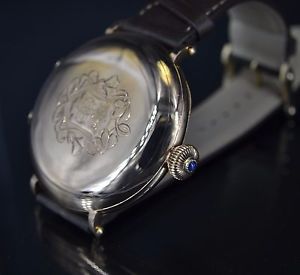 1890 TEUTONIA Glashutte 14k solid gold sapphire Swiss antique men trench watch