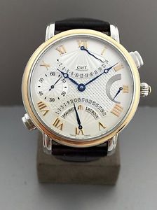 Maurice Lacroix 18k Gold Bezel Retrograde GMT Manual Men's Watch 44 mm