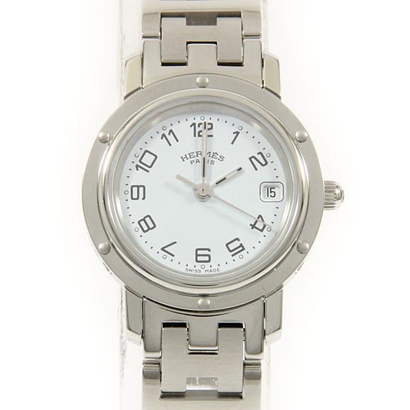 Used[B] Watch Hermes CL4.210 Clipper Quartz White Arabic With genuine BOX C9W