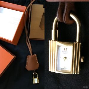 Hermes Kelly Watch Yellow Gold Plated Brown Leather Boxed Paid £1500 Used Twice