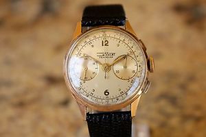 SPLENDID 18K SOLID GOLD VINTAGE NICOLET CHRONOGRAPHE SUISSE WATCH RARE CONDITION