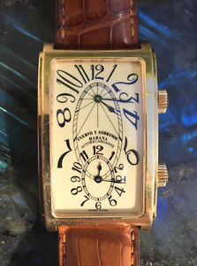 Cuervo Y Sobrinos Habana  Prominente Duel Time Zone Watch for Men 18K Rose Gold