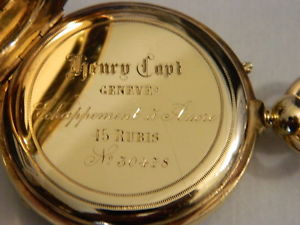 RARE 18K  OPEN FACE HENRY CAPT POCKET WATCH