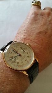 Collectors Vintage Large Size 18k Rose Gold ANCRE CHRONOGRAPH SUISSE Watch 38 MM