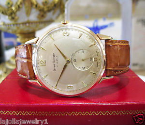 FINE MENS VINTAGE GIRARD PERREGAUX 18K SOLID ROSE GOLD MANUAL WIND WATCH